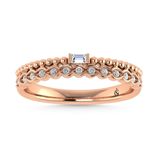 14K Rose Gold Diamond 1/10 Ct.Tw. Stackable Band