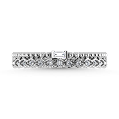 14K White Gold Diamond 1/10 Ct.Tw. Stackable Band