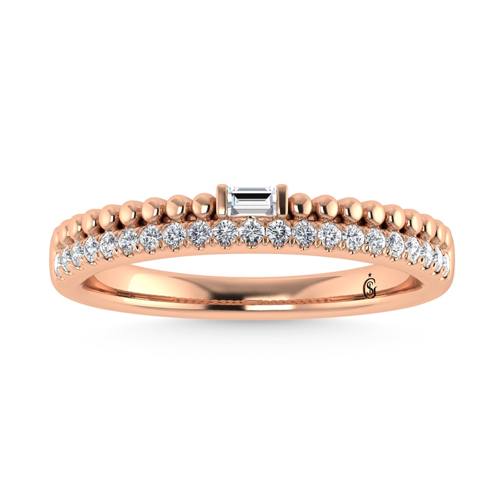 14K Rose Gold Diamond 1/6 Ct.Tw. Stackable Band