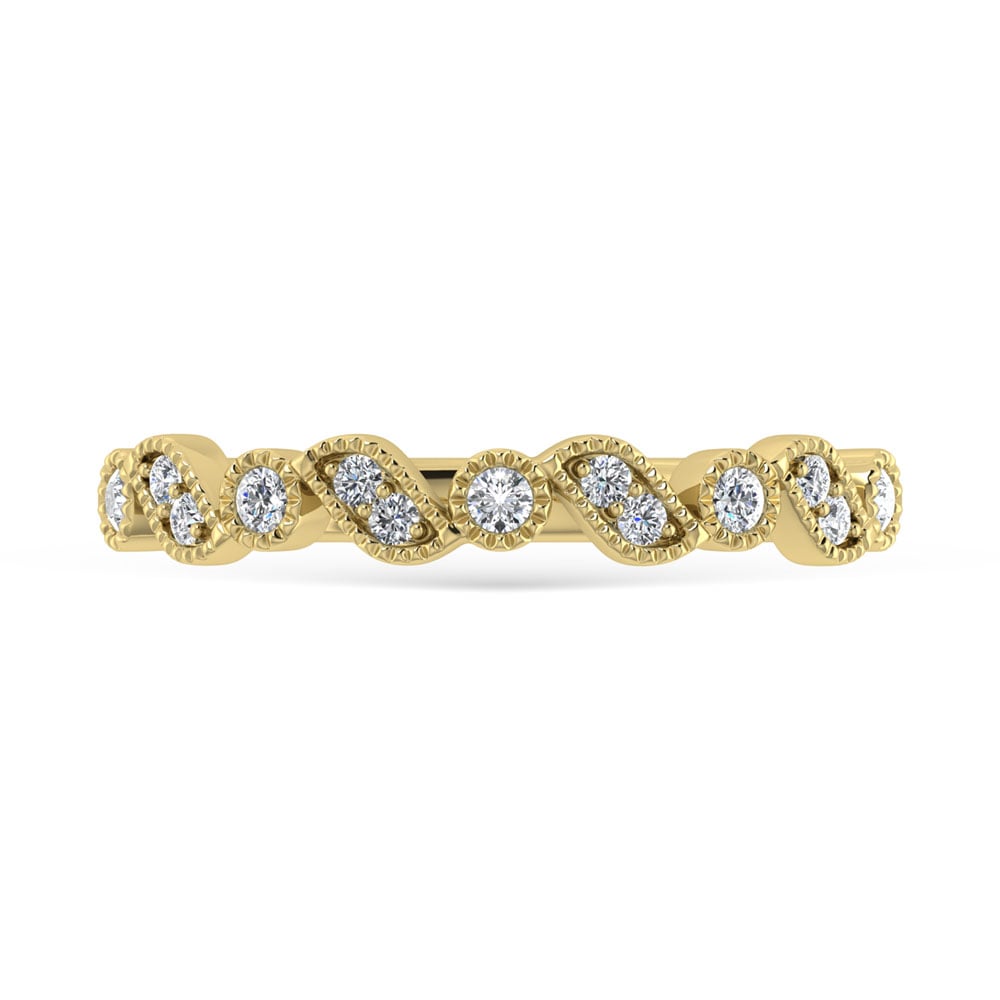 14K Yellow Gold Diamond 1/8 Ct.Tw. Stackable Band