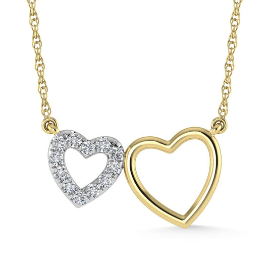 10K Yellow Gold Diamond 1/50 Ct.Tw. Heart Necklace (18 inches