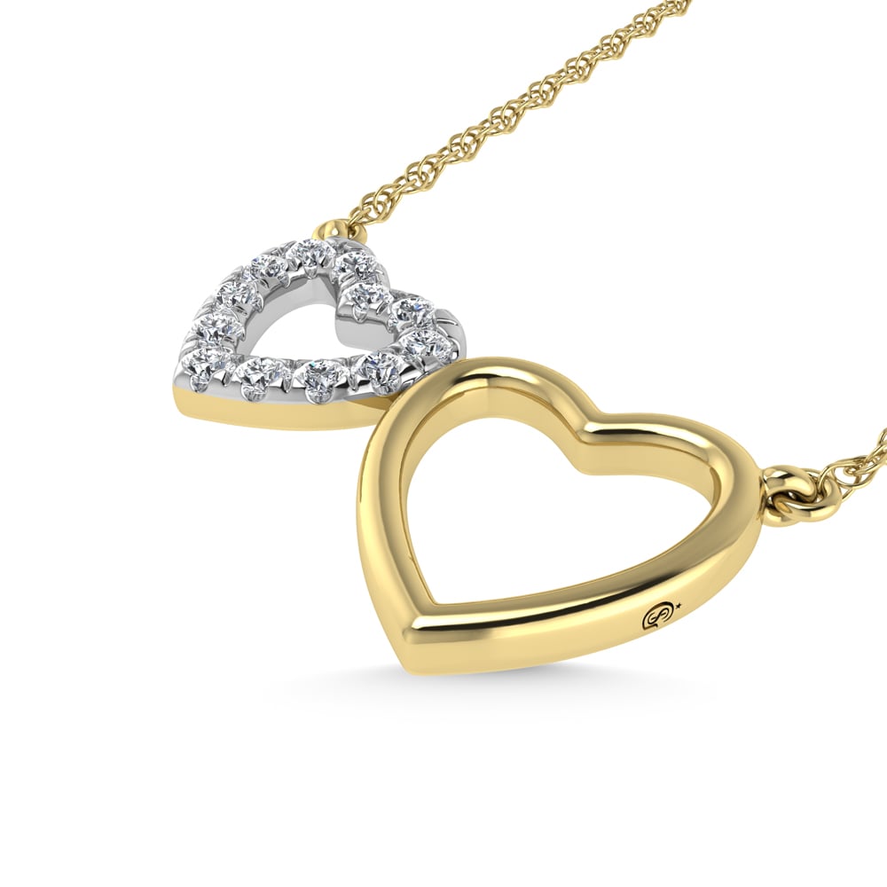 10K Yellow Gold Diamond 1/50 Ct.Tw. Heart Necklace (18 inches