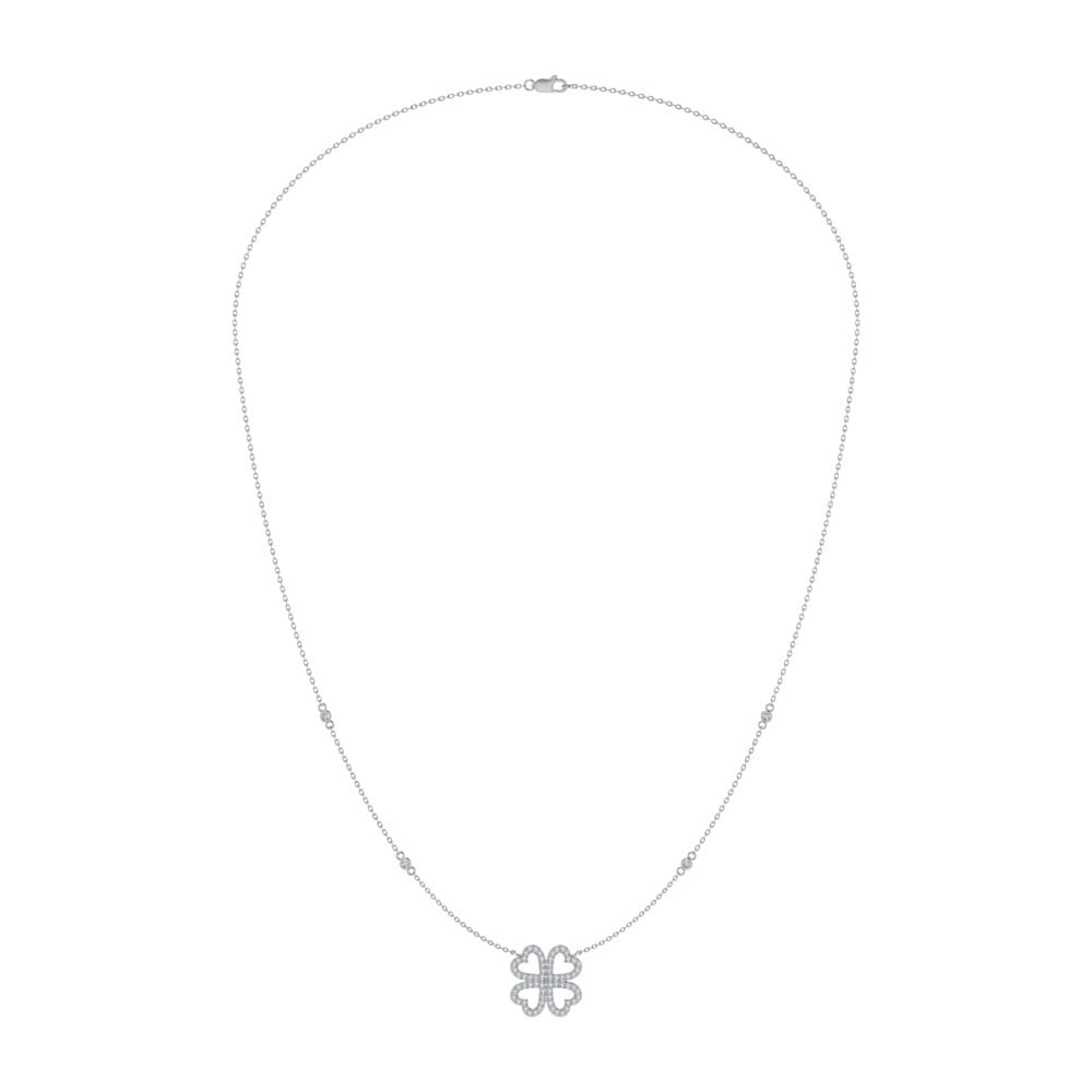 14K White Gold Diamond 1/3 Ct.Tw. Flower Necklace (18 inches)