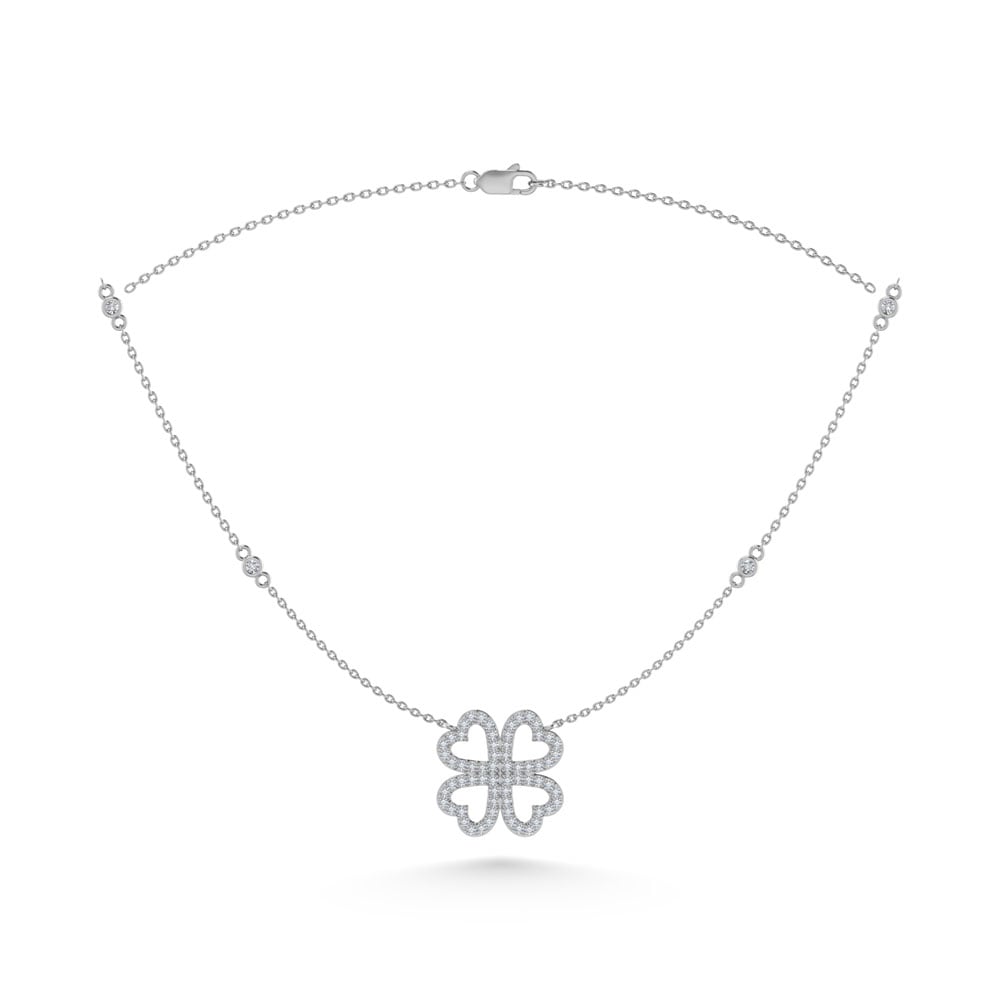 14K White Gold Diamond 1/3 Ct.Tw. Flower Necklace (18 inches)