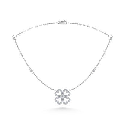 14K White Gold Diamond 1/3 Ct.Tw. Flower Necklace (18 inches)