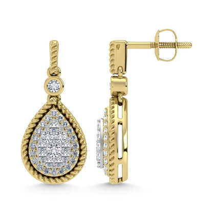 14K Two Tone Diamond 1/2.Ct. Tw. Danglers Earrings