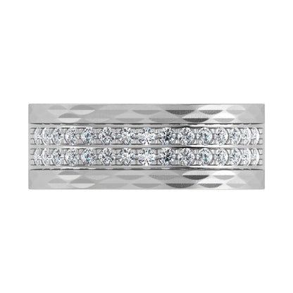 14K White Gold Diamond 3/4.Ct. Tw. Men?s Machine Band