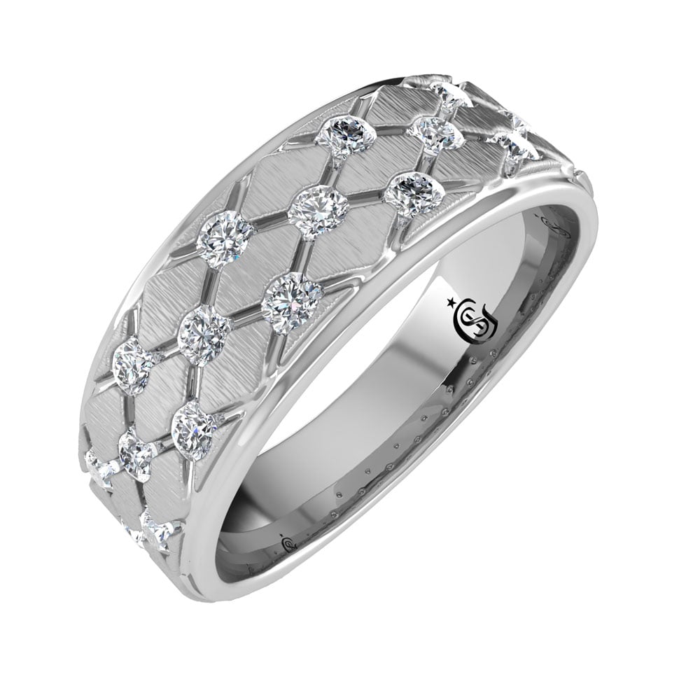 14K White Gold Diamond 1/2.Ct. Tw. Men?s Machine Band