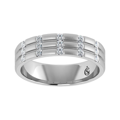 14K White Gold Diamond 1/3.Ct. Tw. Men?s Machine Band