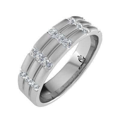 14K White Gold Diamond 1/3.Ct. Tw. Men?s Machine Band