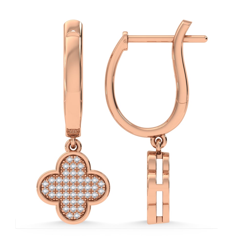 14K Rose Gold Diamond 1/6.Ct. Tw. Fashion Earrings