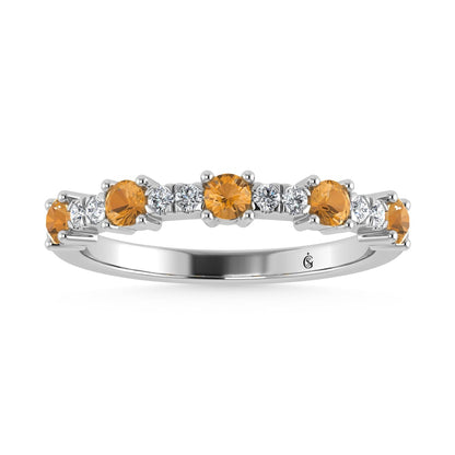 14K White Gold Diamond 1/2 Ct. Tw. Alternate Diamond and Citrine Stackable Band