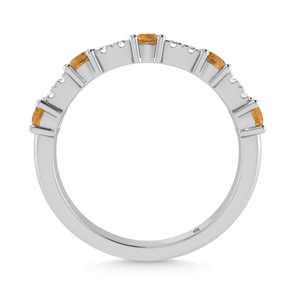 14K White Gold Diamond 1/2 Ct. Tw. Alternate Diamond and Citrine Stackable Band