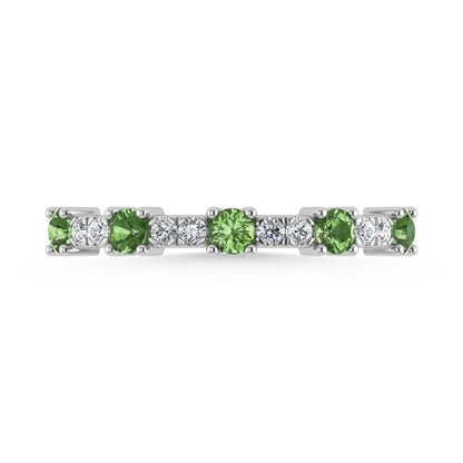 14K White Gold Diamond 3/8 Ct. Tw. Alternate Diamond and Peridot Stackable Band