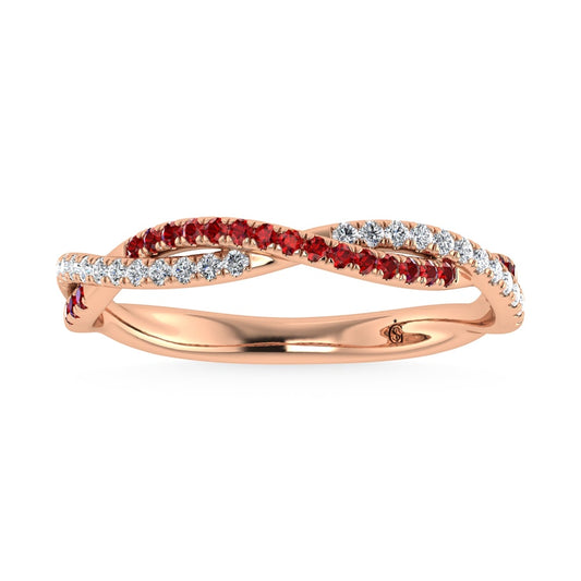 14K Rose Gold Diamond 1/4 Ct. Tw. Diamond and Ruby Band