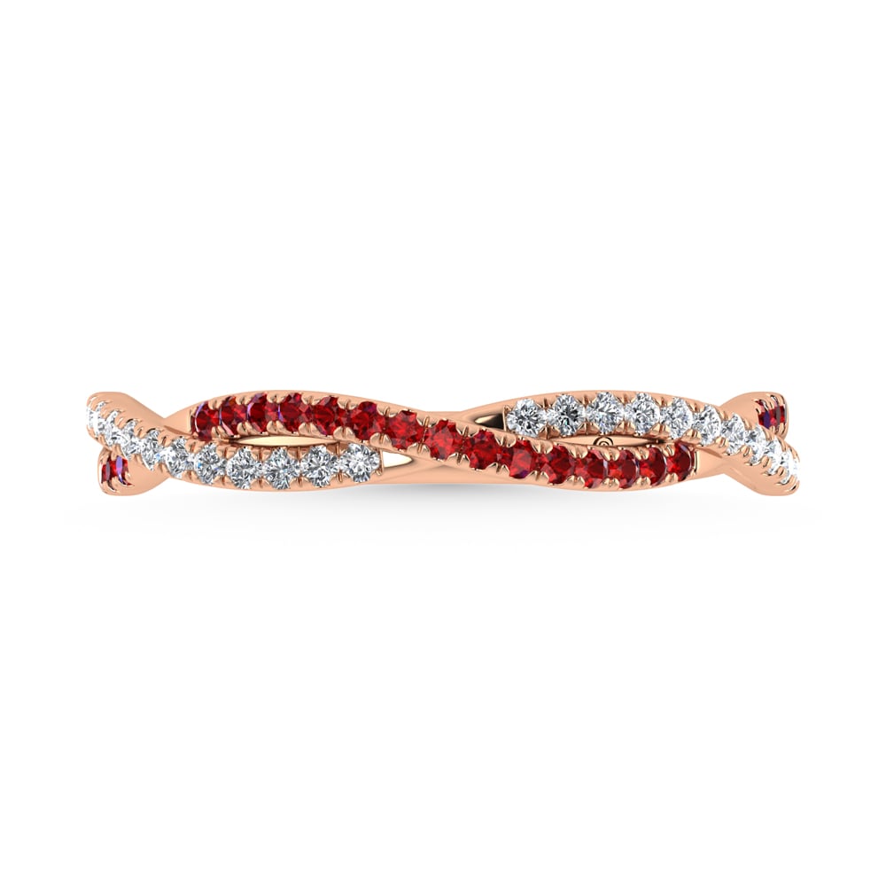 14K Rose Gold Diamond 1/4 Ct. Tw. Diamond and Ruby Band