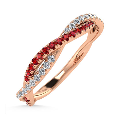 14K Rose Gold Diamond 1/4 Ct. Tw. Diamond and Ruby Band