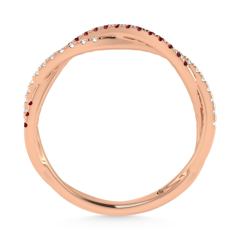 14K Rose Gold Diamond 1/4 Ct. Tw. Diamond and Ruby Band