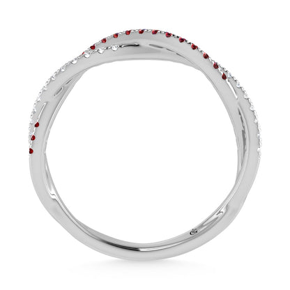 14K White Gold Diamond 1/4 Ct. Tw. Diamond and Ruby Band
