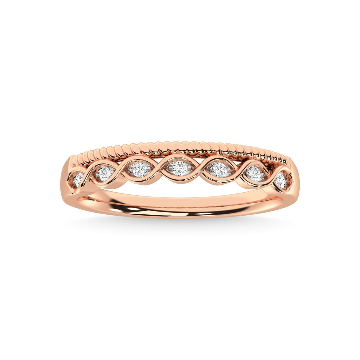 14K Rose Gold Diamond 1/20 Ct.Tw. Stackable Band