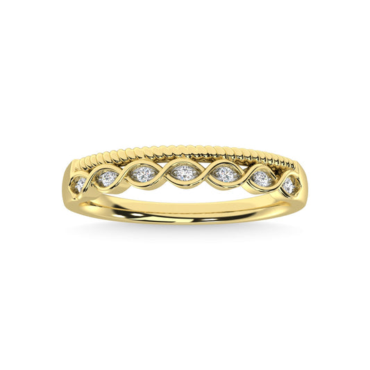 14K Yellow Gold Diamond 1/20 Ct.Tw. Stackable Band