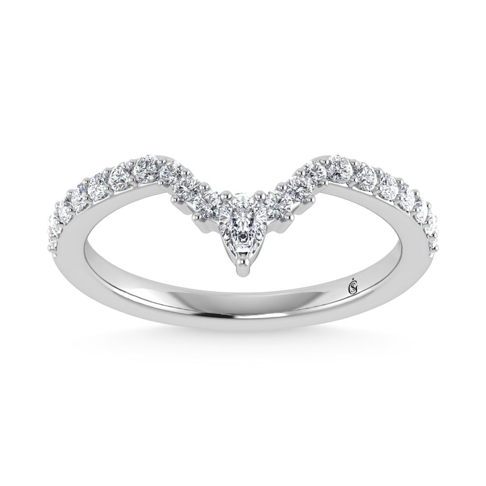 14K White Gold Diamond 1/3 Ct. Tw. Chevron Band