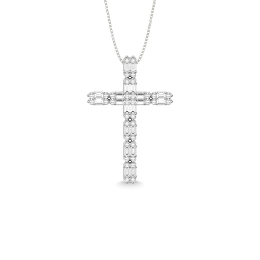 14K White Gold Diamond 1/2 Ct.Tw. Cross Pendant