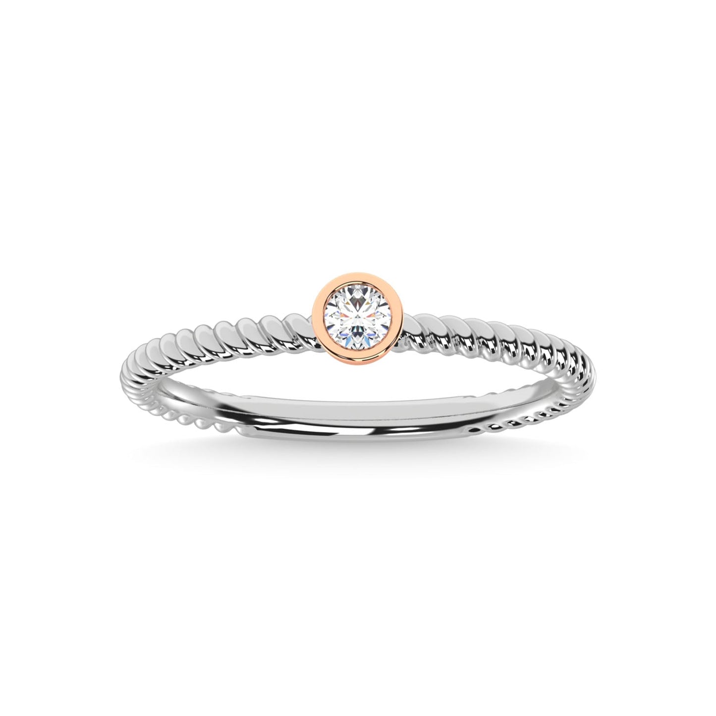 14K Two Tone Diamond 1/10 Ct.Tw. Anniversary Ring