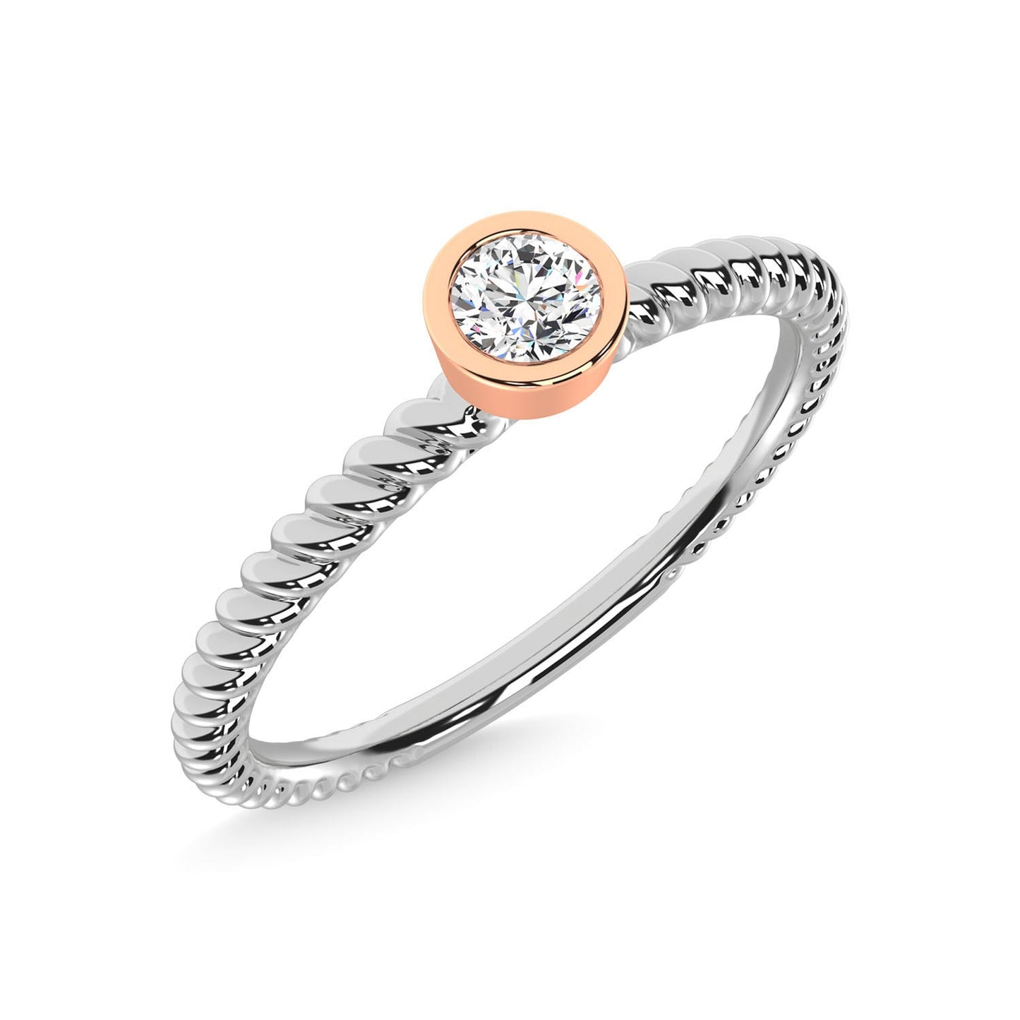 14K Two Tone Diamond 1/10 Ct.Tw. Anniversary Ring