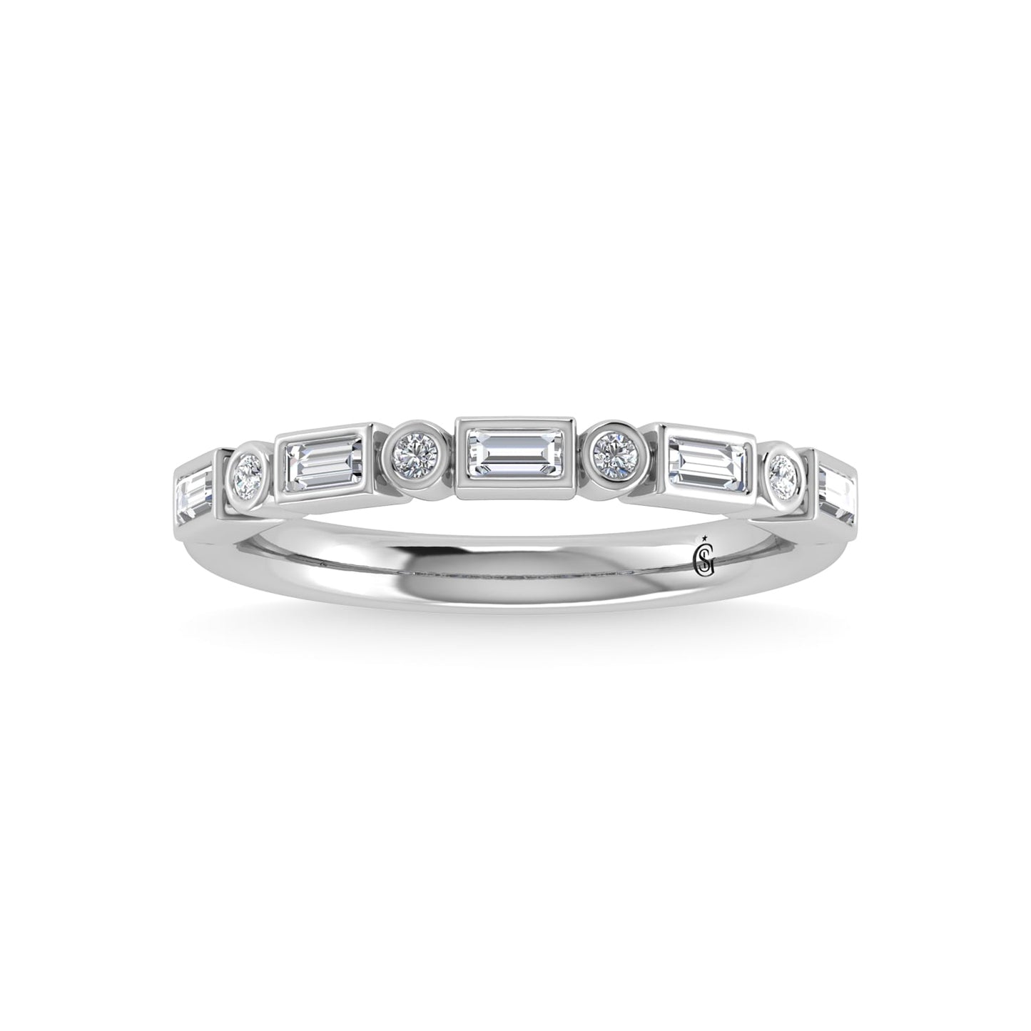 14K White Gold Diamond 1/4 Ct.Tw. Stackable Band
