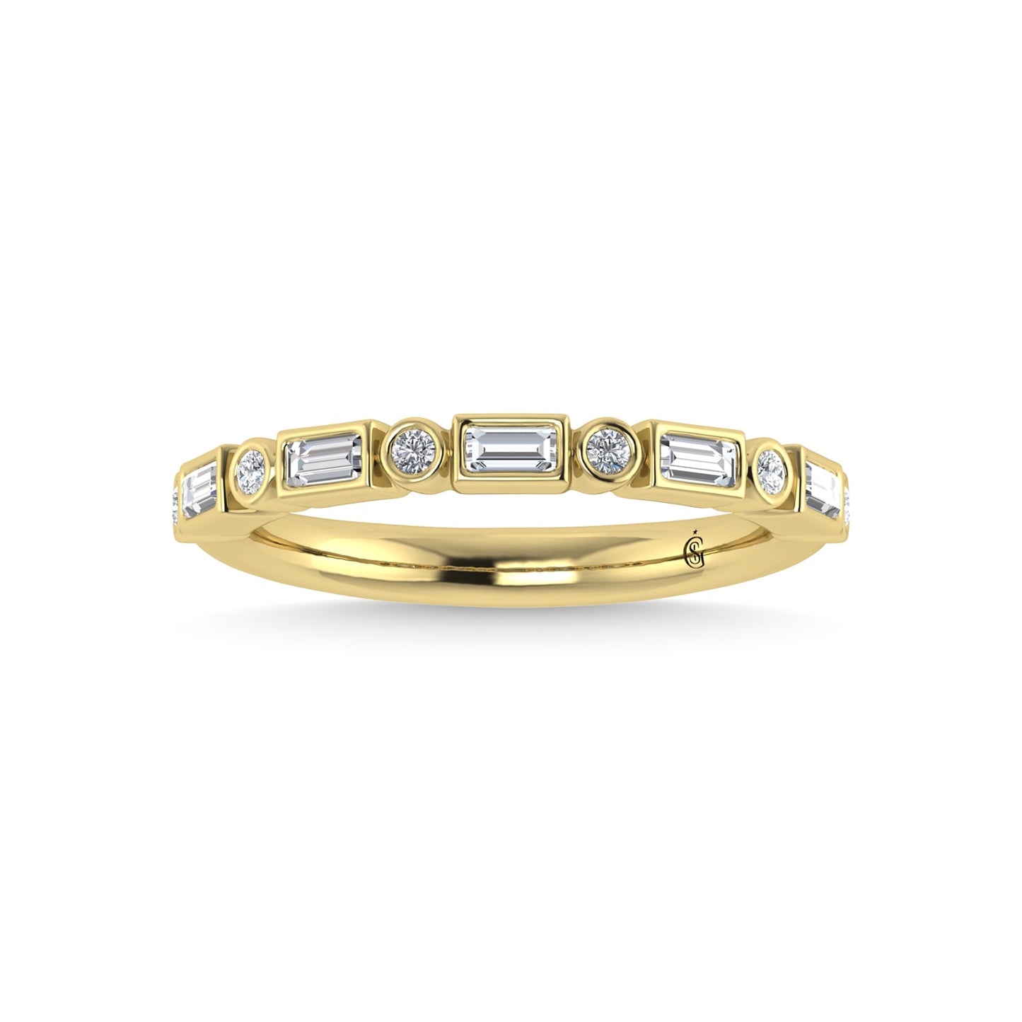 14K Yellow Gold Diamond 1/4 Ct.Tw. Stackable Band