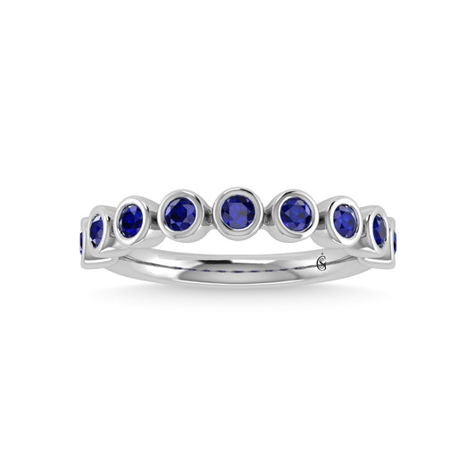 14K White Gold Blue Sapphire 5/8 Ct.Tw. Stackable Band