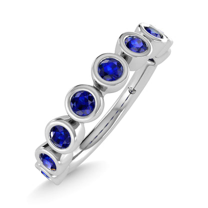 14K White Gold Blue Sapphire 5/8 Ct.Tw. Stackable Band