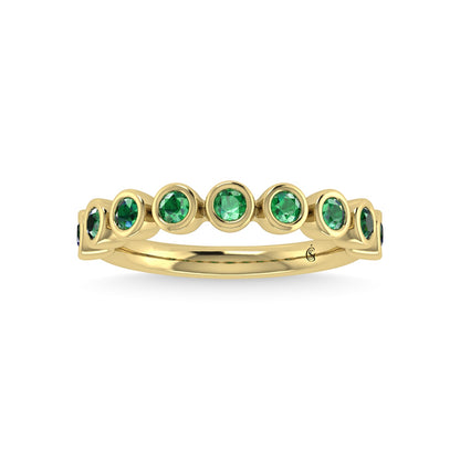 14K Yellow Gold Emerald 3/8 Ct.Tw. Stackable Band