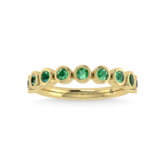 14K Yellow Gold Emerald 3/8 Ct.Tw. Stackable Band