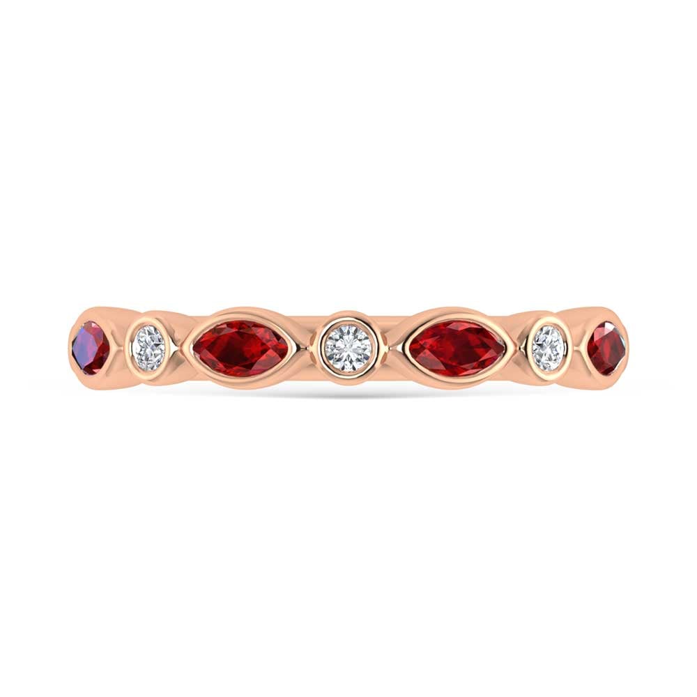 14K Rose Gold Diamond 1/2 Ct.Tw. Ruby and Diamond Band
