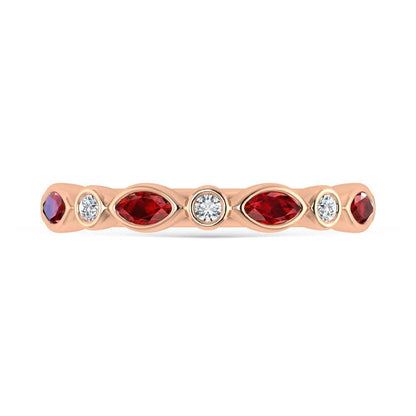 14K Rose Gold Diamond 1/2 Ct.Tw. Ruby and Diamond Band
