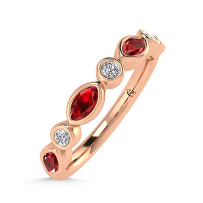 14K Rose Gold Diamond 1/2 Ct.Tw. Ruby and Diamond Band