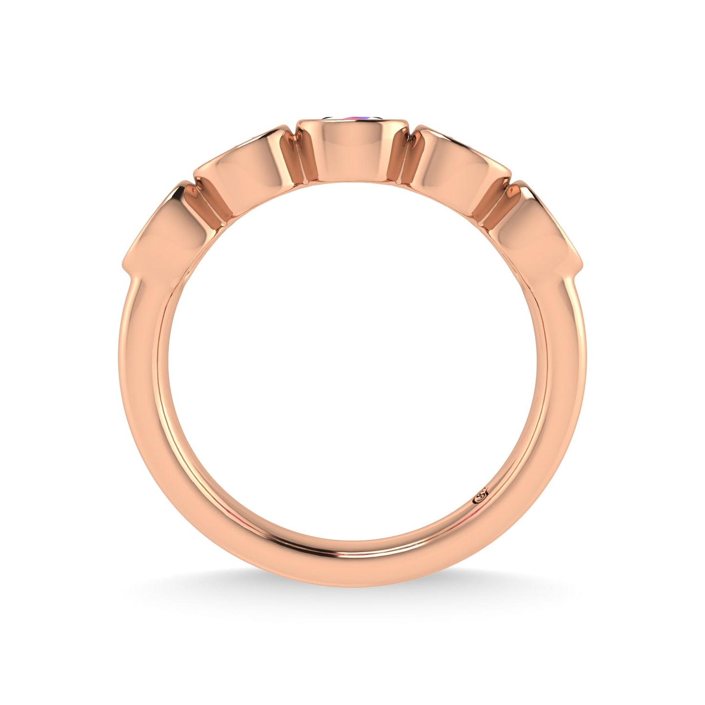 14K Rose Gold Diamond and Pink Sapphire 1 Ct.Tw. Stackable Band