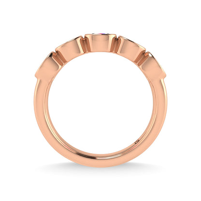 14K Rose Gold Diamond and Pink Sapphire 1 Ct.Tw. Stackable Band