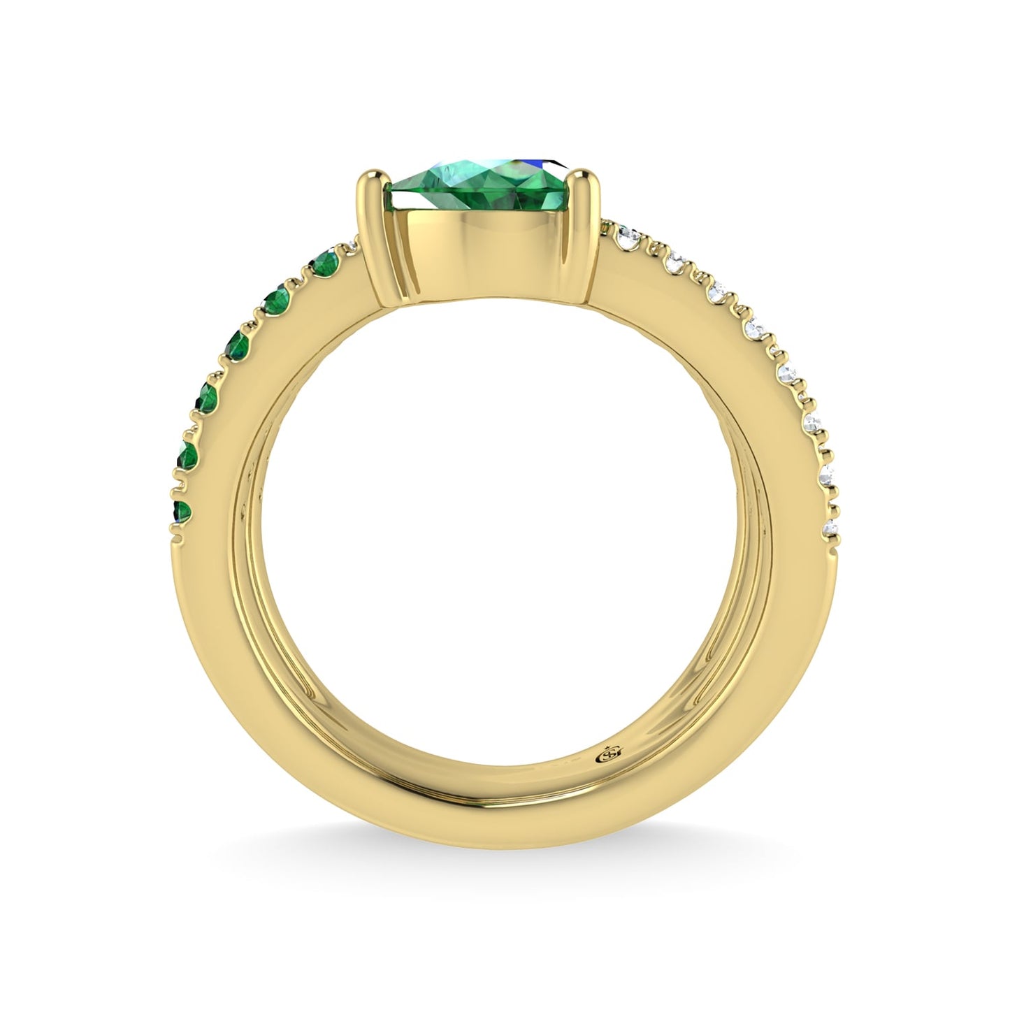 14K Yellow Gold Diamond and Emerald 1 1/4 Ct.Tw. Stackable Band