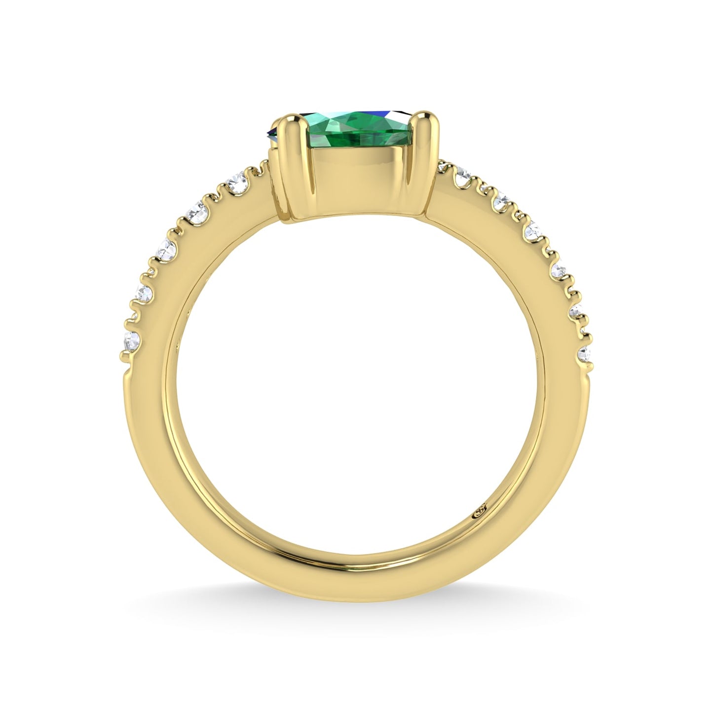 14K Yellow Gold Diamond and Emerald 1 1/3 Ct.Tw. Stackable Band