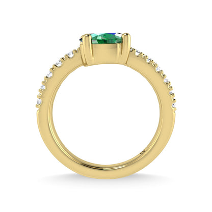 14K Yellow Gold Diamond and Emerald 1 1/3 Ct.Tw. Stackable Band