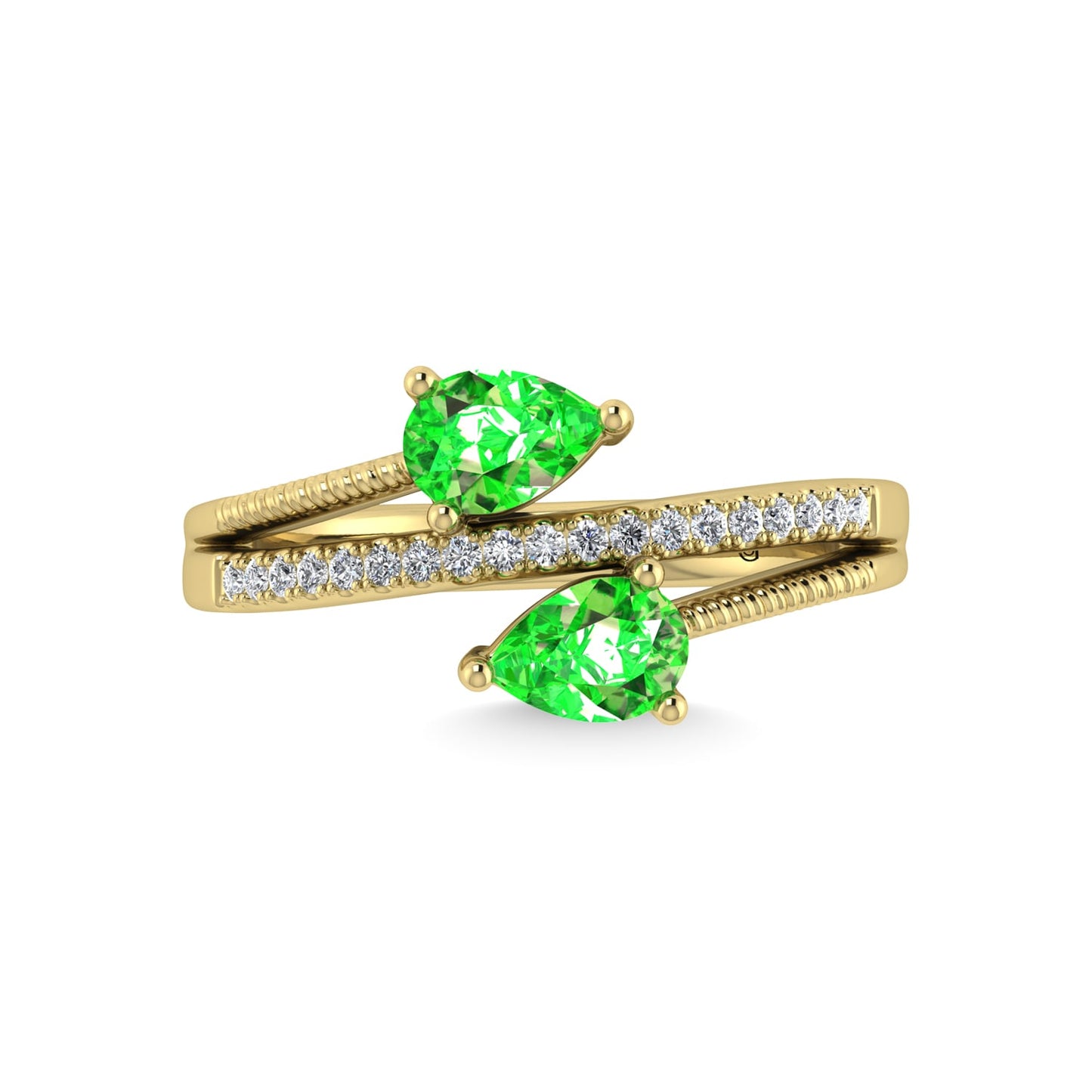 14K Yellow Gold Diamond and Tsavorite 1 Ct.Tw. Stackable Band