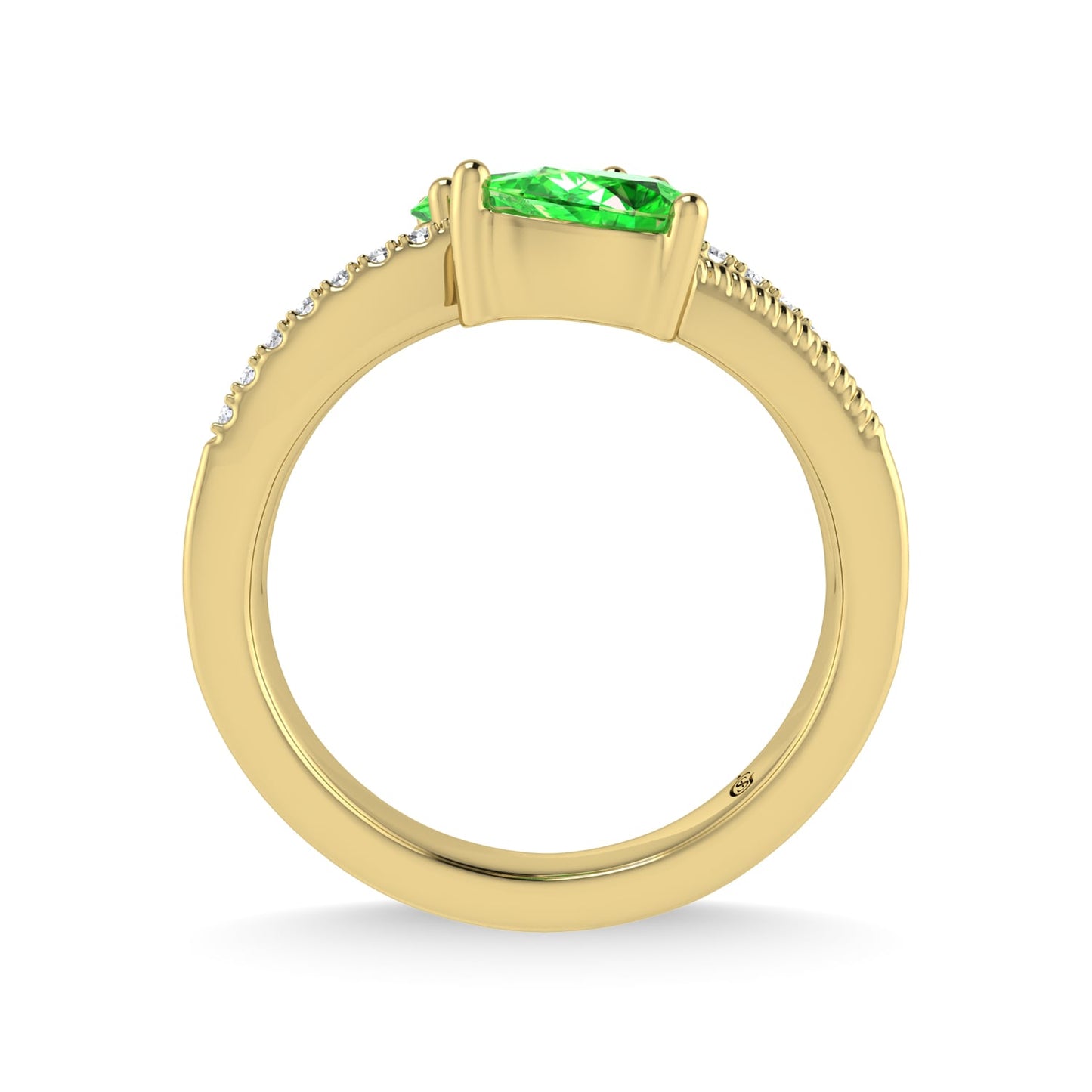 14K Yellow Gold Diamond and Tsavorite 1 Ct.Tw. Stackable Band