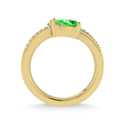14K Yellow Gold Diamond and Tsavorite 1 Ct.Tw. Stackable Band