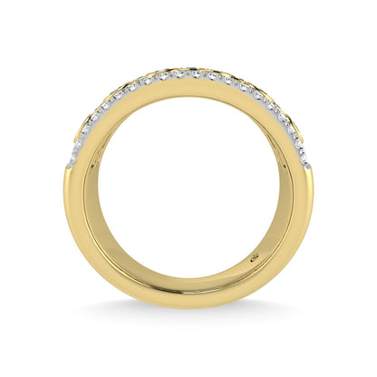 14K Yellow Gold Diamond and Emerald 1/2 Ct.Tw. Fashion Ring