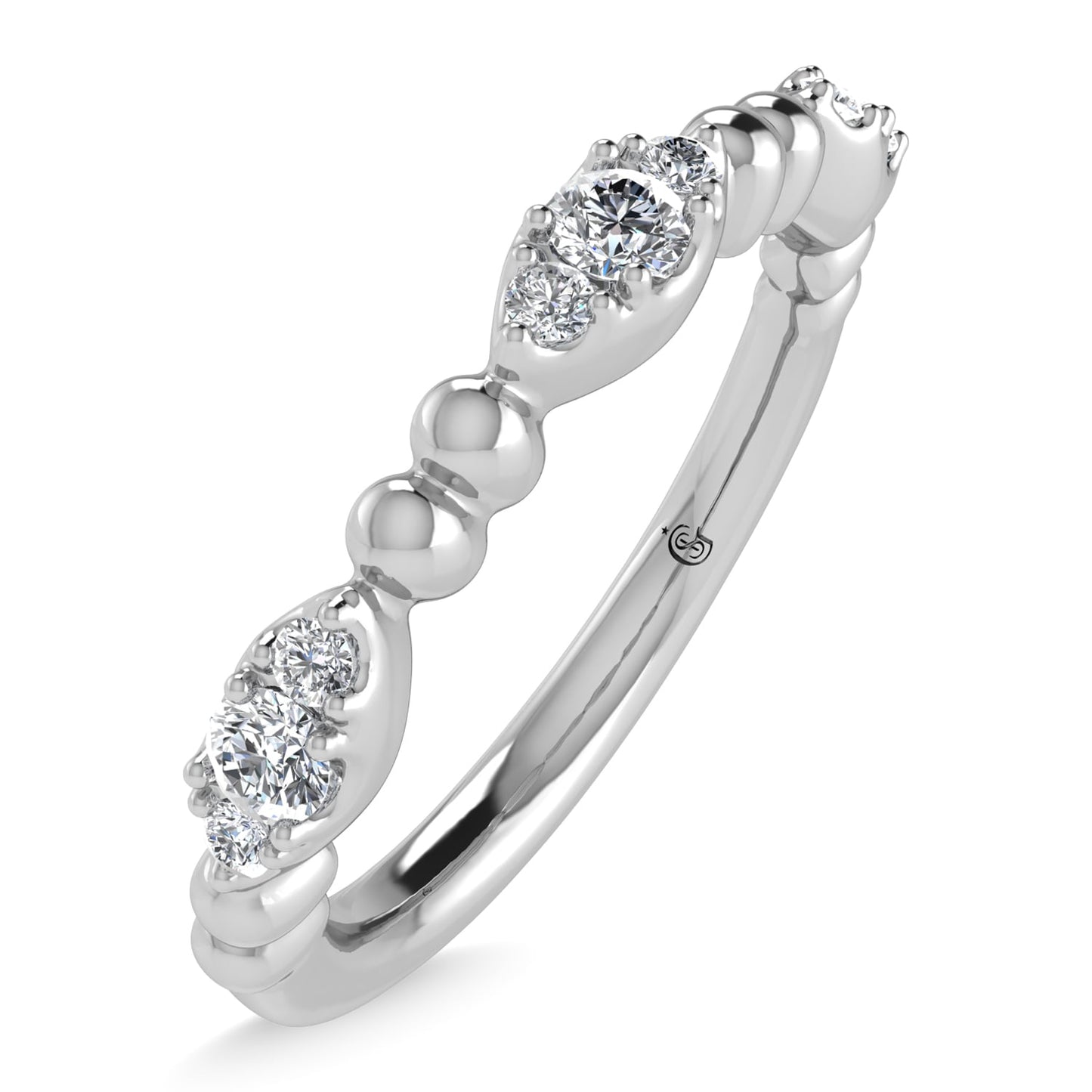 14K White Gold Diamond 1/5 Ct.Tw. Stackable Band