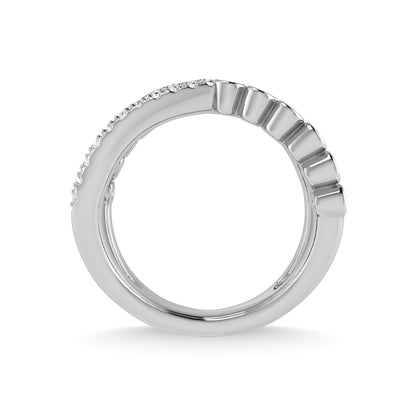 14K White Gold Diamond and Blue Sapphire 3/8 Ct.Tw. Fashion Ring