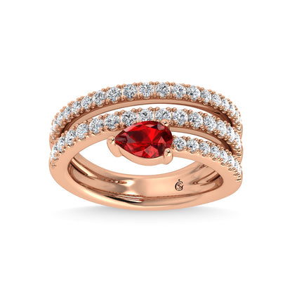 14K Rose Gold Diamond and Ruby 1 3/8 Ct.Tw. Fashion Ring